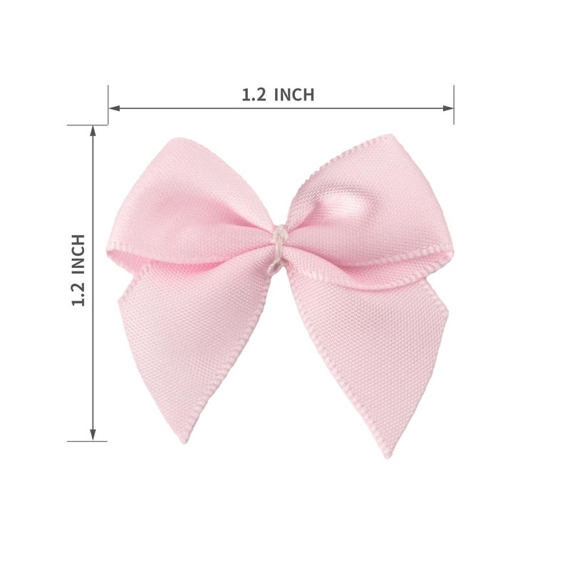 7Rainbows 50pcs Boutique Mini Pink Satin Ribbon Bows Flowers Appliques DIY Craft for Sewing Scrapbooking Wedding and Gift - Image 3